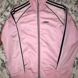 Pink Adidas 3 stripes track jacket
